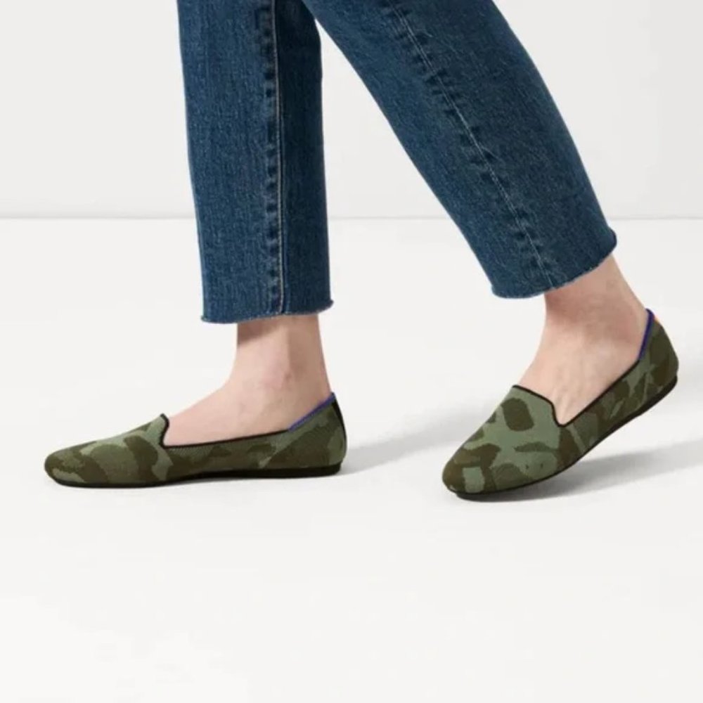 Rothy’s Women's Size 8.5 'The Loafer' Olive Camo Flats Shoes